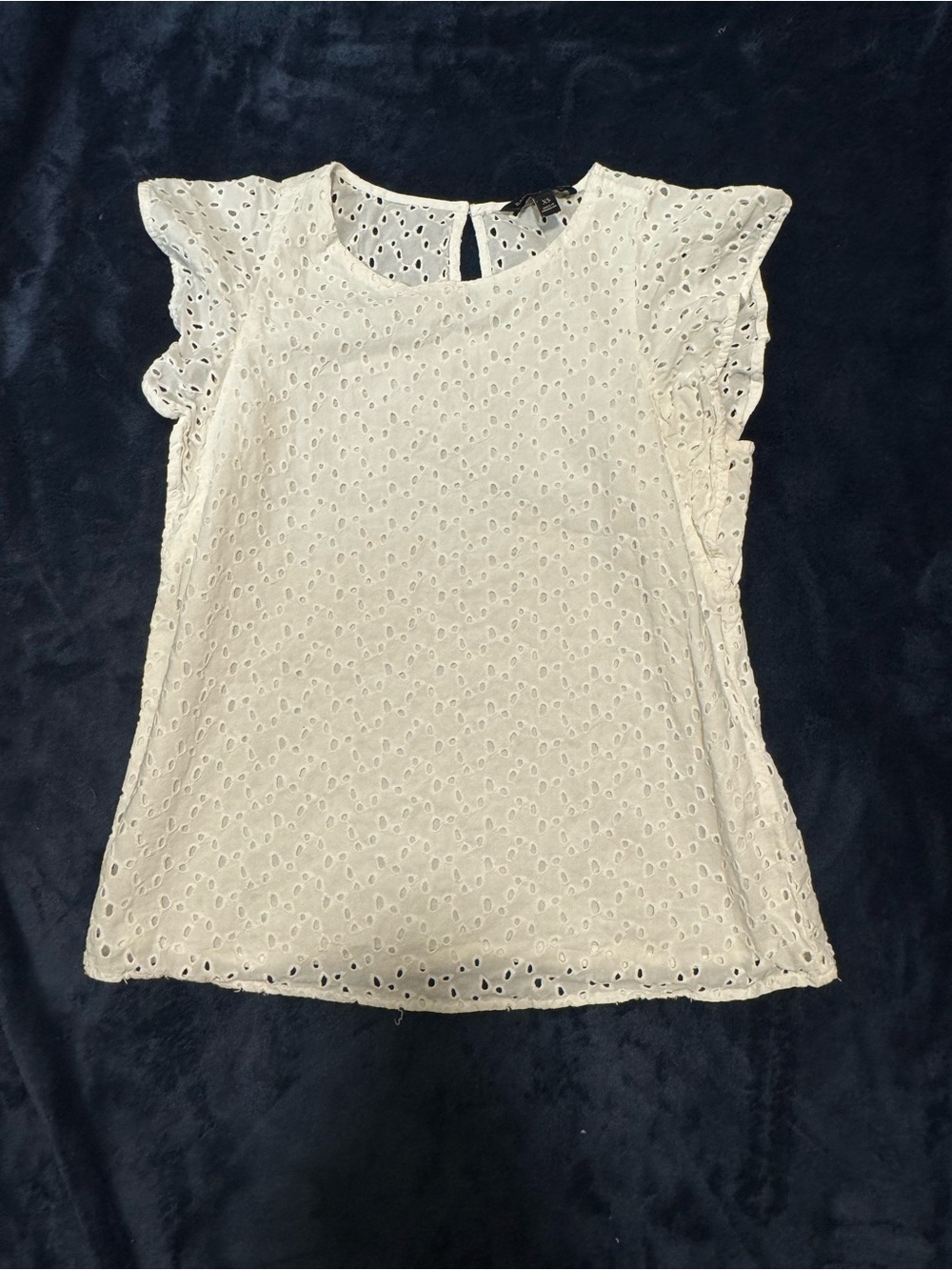 Banana Republic White Eyelet Ruffle Sleeve Blouse